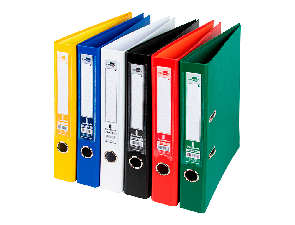 PASTA DE ARQUIVO DE ALAVANCA LIDERPAPEL DOCUMENTA PVC DIN A4 LOMBADA 52 MM CORES SORTIDAS CLASSIC AZUL CINZA, PRETO VERM