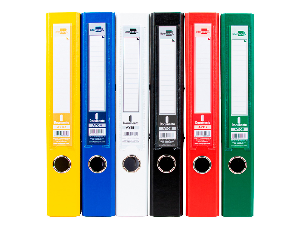 PASTA DE ARQUIVO DE ALAVANCA LIDERPAPEL DOCUMENTA PVC DIN A4 LOMBADA 52 MM CORES SORTIDAS CLASSIC AZUL CINZA, PRETO VERM