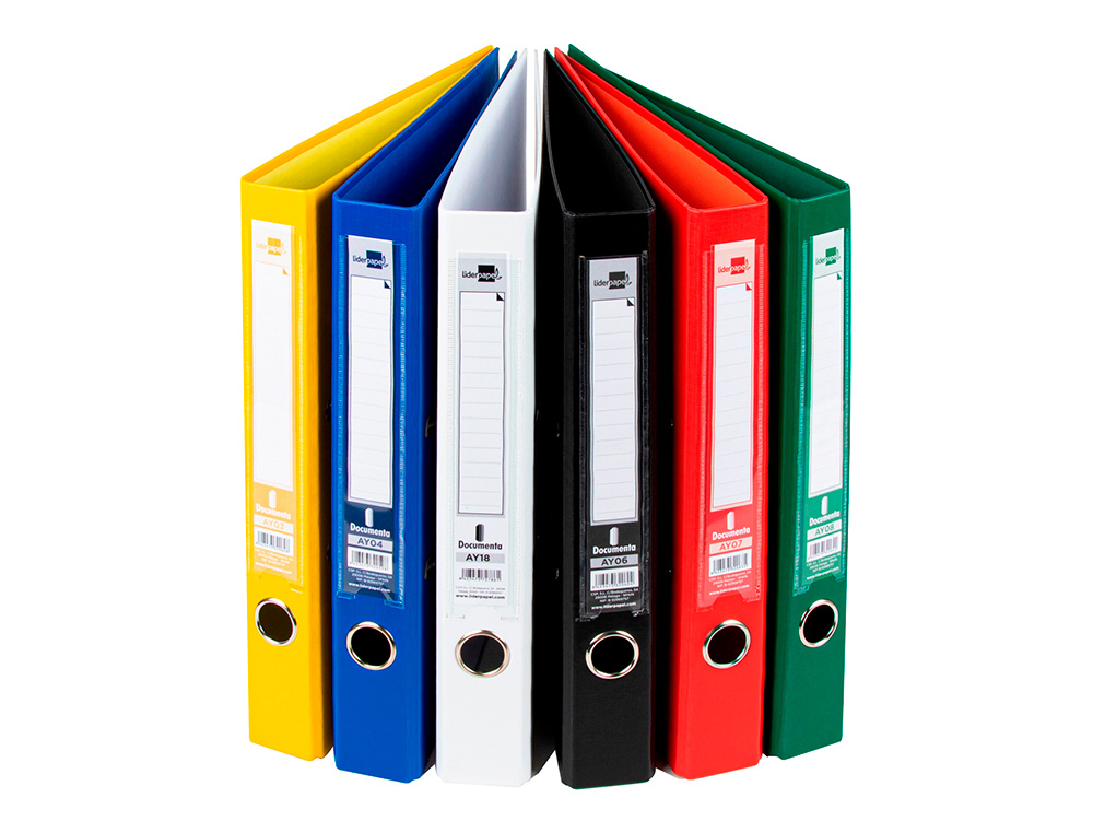 PASTA DE ARQUIVO DE ALAVANCA LIDERPAPEL DOCUMENTA PVC DIN A4 LOMBADA 52 MM CORES SORTIDAS CLASSIC AZUL CINZA, PRETO VERM