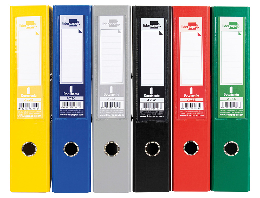 PASTA DE ARQUIVO DE ALAVANCA LIDERPAPEL DOCUMENTA PVC FOLIO LOMBADA 75 MM CORES SORTIDAS CLASSIC AZUL CINZA, PRETO VERME