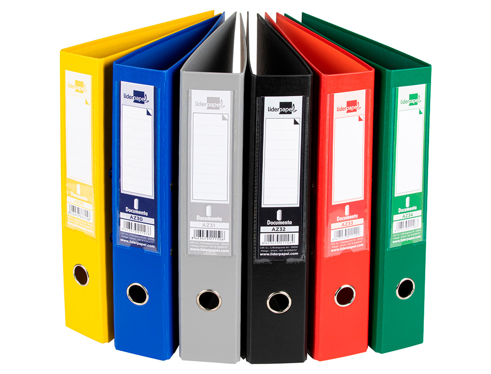 PASTA DE ARQUIVO DE ALAVANCA LIDERPAPEL DOCUMENTA PVC FOLIO LOMBADA 75 MM CORES SORTIDAS CLASSIC AZUL CINZA, PRETO VERME