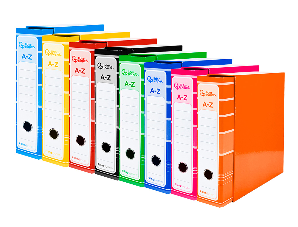 PASTA DE ARQUIVO DE ALAVANCA LIDERPAPEL FILING SYSTEM CARTAO FORRADO DIN A4 COM CAIXA CORES SORTIDAS