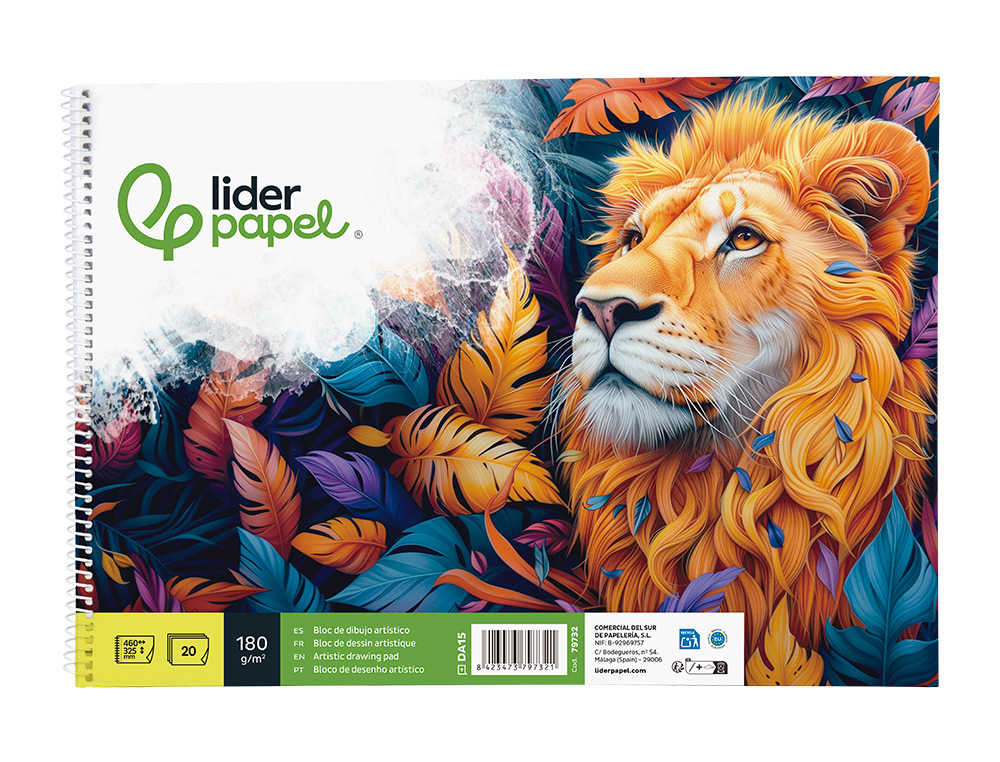 BLOCO DE DESENHO LIDERPAPEL ARTISTICO ESPIRAL 460X325MM 20 FOLHAS 180 GR COM ESQUADRIA