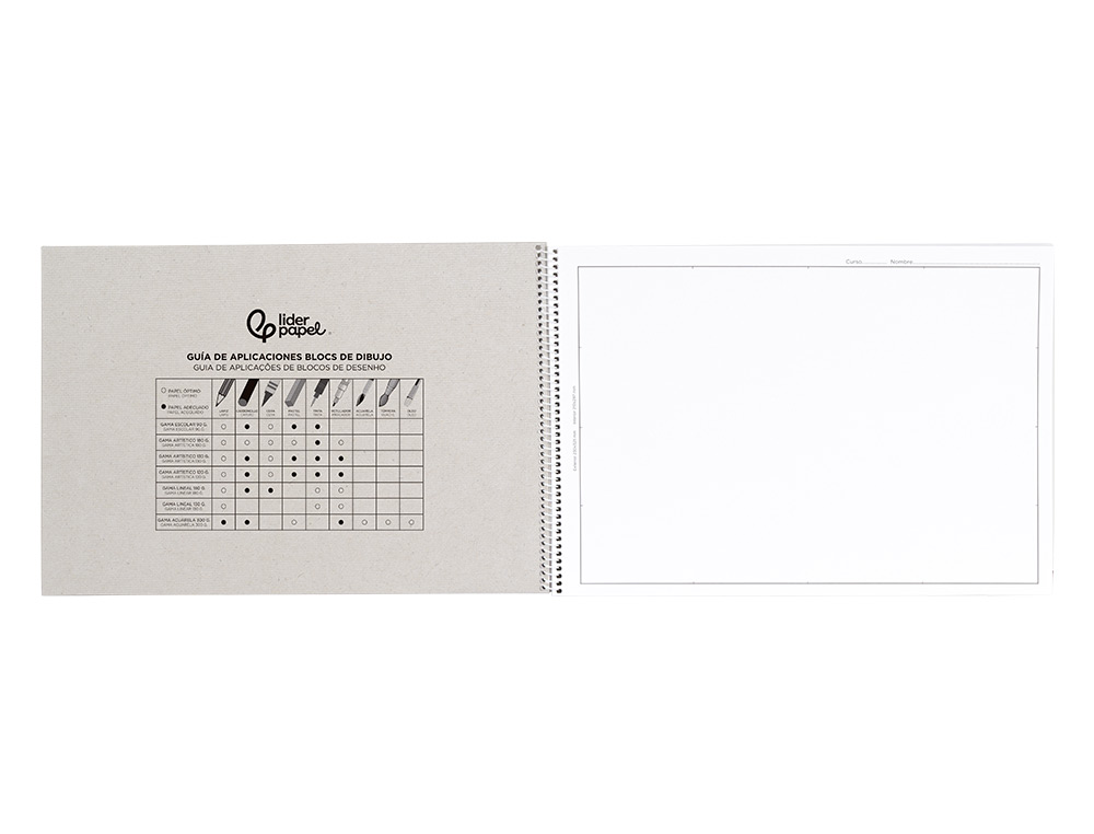 BLOCO DE DESENHO LIDERPAPEL ARTISTICO ESPIRAL 460X325MM 20 FOLHAS 180 GR COM ESQUADRIA