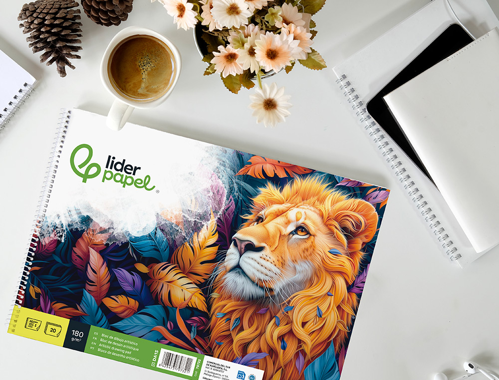 BLOCO DE DESENHO LIDERPAPEL ARTISTICO ESPIRAL 460X325MM 20 FOLHAS 180 GR COM ESQUADRIA