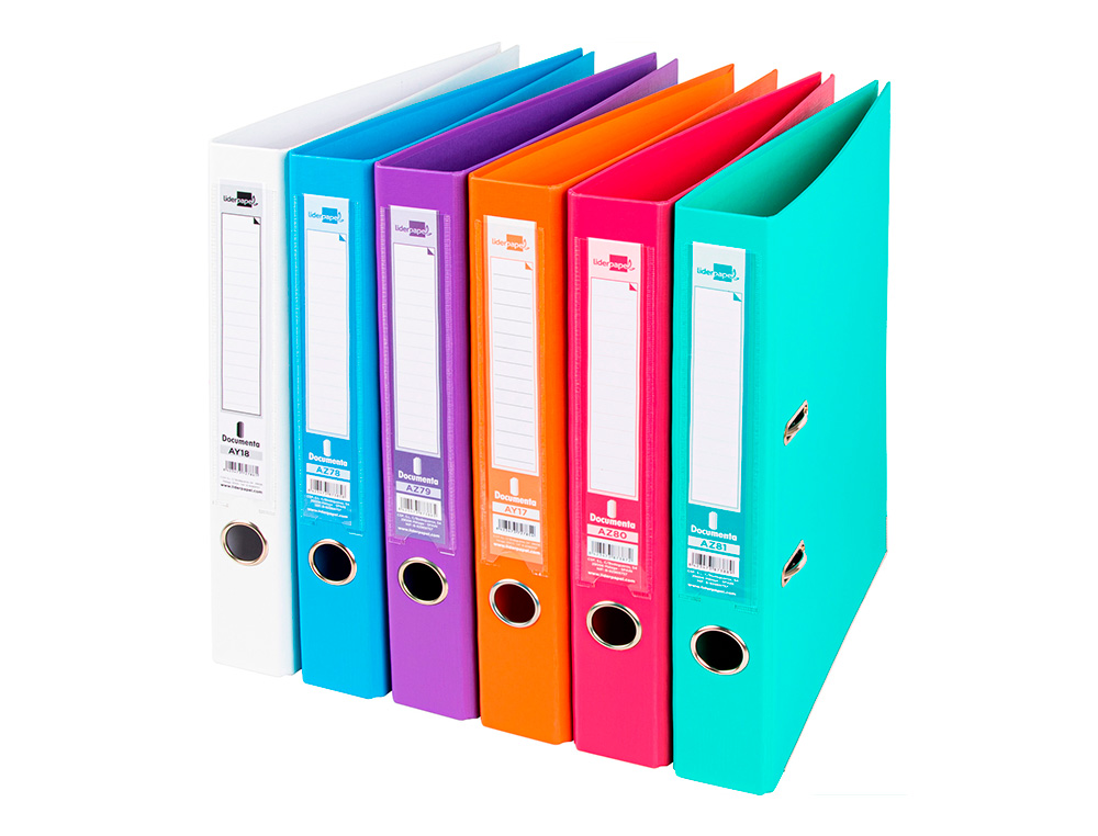 PASTA DE ARQUIVO DE ALAVANCA LIDERPAPEL DOCUMENTA PVC DIN A4 LOMBADA 52 MM CORES SORTIDAS TRENDING BRANCO, LARANJA, CELE