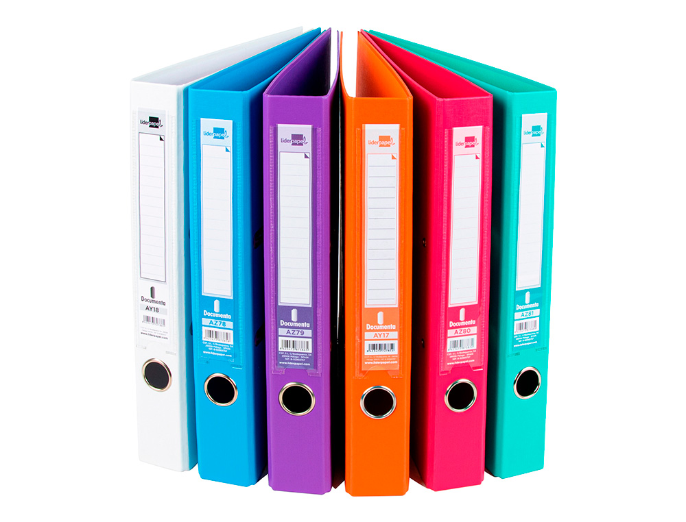 PASTA DE ARQUIVO DE ALAVANCA LIDERPAPEL DOCUMENTA PVC DIN A4 LOMBADA 52 MM CORES SORTIDAS TRENDING BRANCO, LARANJA, CELE
