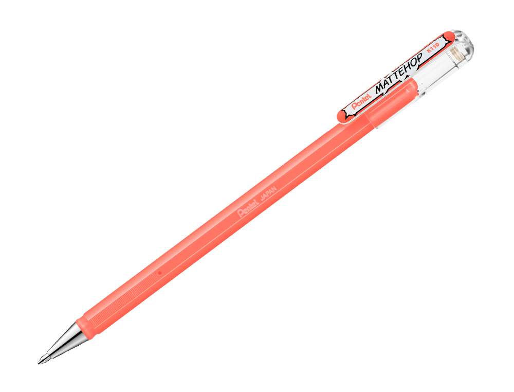 ROLLER GEL PENTEL K110 MATTEHOP COR CORAL ROSA PONTA DE 1 MM