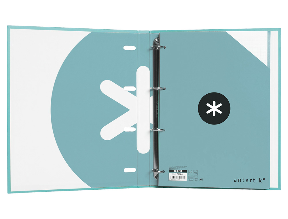 PASTA ANTARTIK COM RECARGA DIN A4 QUADRICULA 5MM FORRADA 4 ANEIS 25MM COR MENTA
