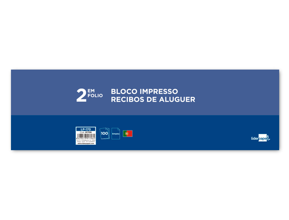 LIVRO DE RECIBOS DE ALUGUER 295 X 105 MM COM CANHOTO