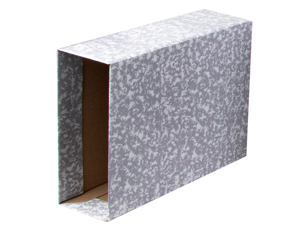 CAIXA PARA PASTA DE ARQUIVO LIDERPAPEL CLASSIC RED QUARTO AO BAIXO MARMOREADA CINZA
