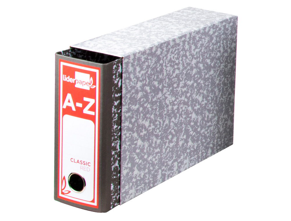 CAIXA PARA PASTA DE ARQUIVO LIDERPAPEL CLASSIC RED QUARTO AO BAIXO MARMOREADA CINZA