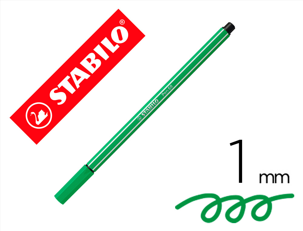 MARCADOR STABILO AGUARELAVEL PEN 68 ESMERALDA CLARO 1 MM