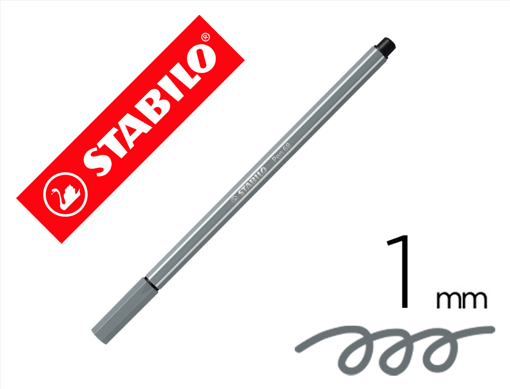 MARCADOR STABILO AGUARELAVEL PEN 68 CINZA AZULADO CLARO 1 MM