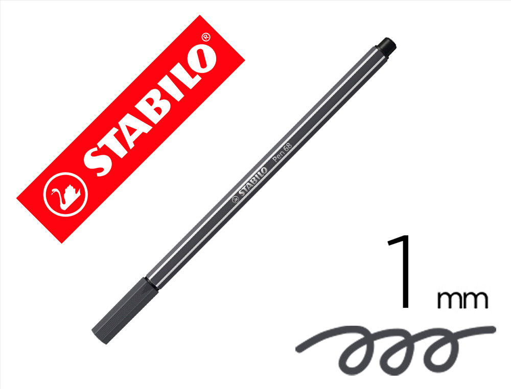 MARCADOR STABILO AGUARELAVEL PEN 68 CINZA AZULADO INTENSO 1 MM