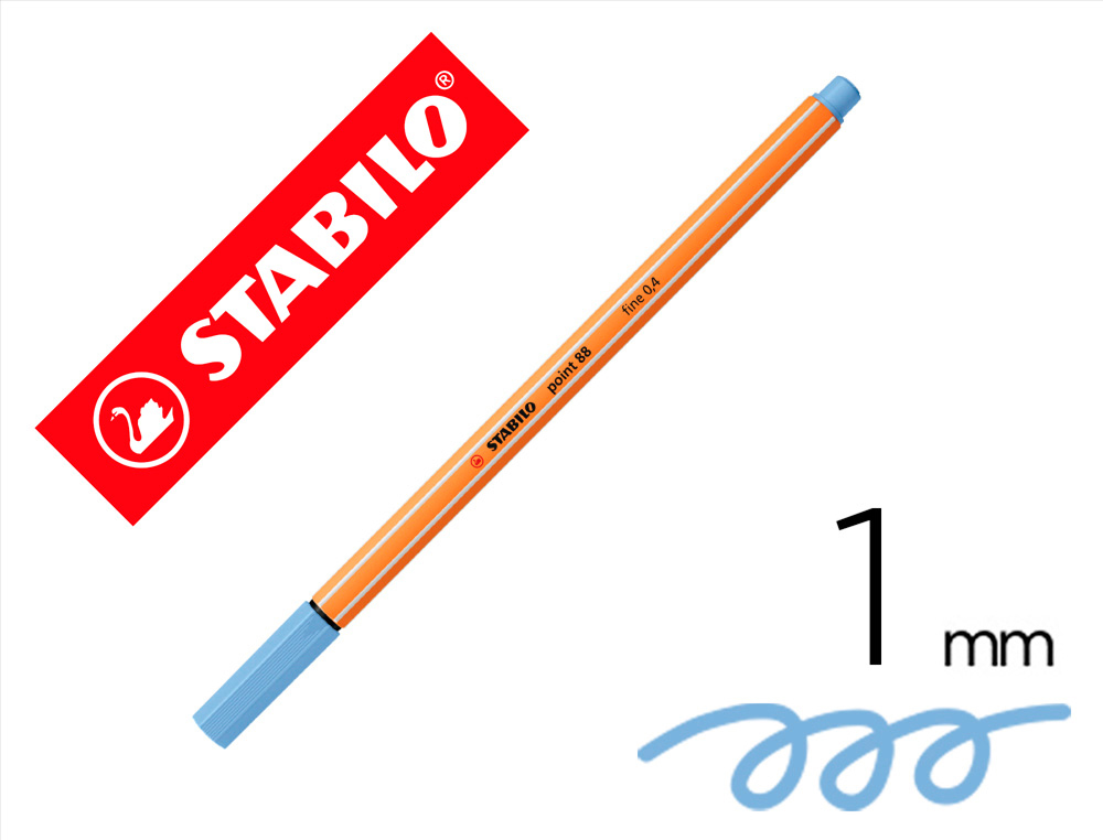MARCADOR STABILO PONTA DE FIBRA POINT 88 AZUL CLARO 0,4 MM
