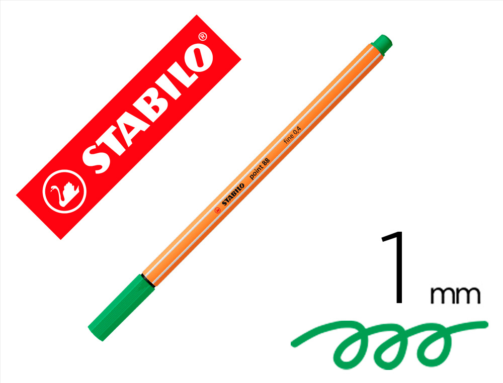 MARCADOR STABILO PONTA DE FIBRA POINT 88 ESMERALDA CLARO 0,4 MM