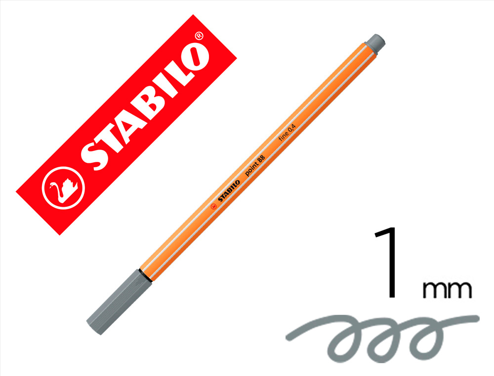 MARCADOR STABILO PONTA DE FIBRA POINT 88 CINZA AZULADO CLARO 0,4 MM