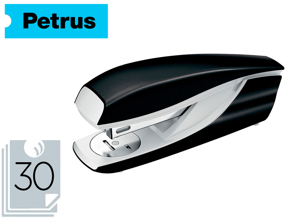 AGRAFADOR PETRUS 635 WOW PRETO METALIZADO CAPACIDADE 30 FOLHAS