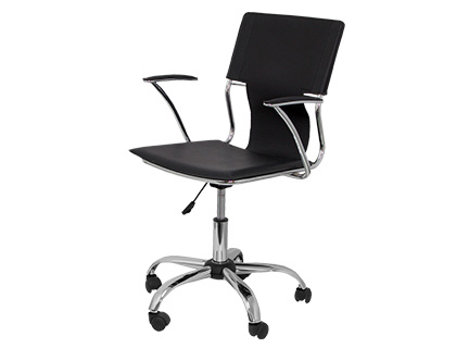 CADEIRA DE ESCRITORIO PYC ENCOSTO MEDIO REGULAVEL EM A LTURA SIMI PELE PRETA 860+90X480X440 MM
