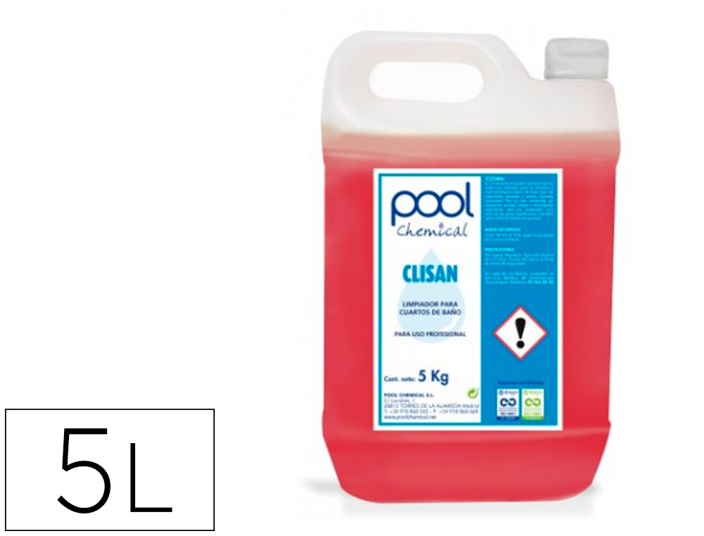 LIQUIDO DE LIMPEZA CASAS DE BANHO POOL CHEMICAL CLISAN ANTICALCARIO GARRAFA 5 LITROS