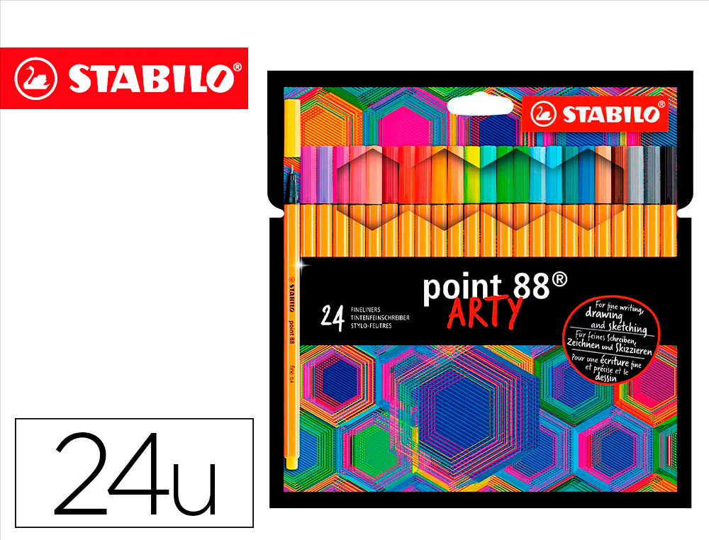 MARCADOR STABILO PONTA DE FIBRA POINT 88 ARTY LINE ESTOJO CARTAO DE 24 UNIDADES CORES SORTIDAS