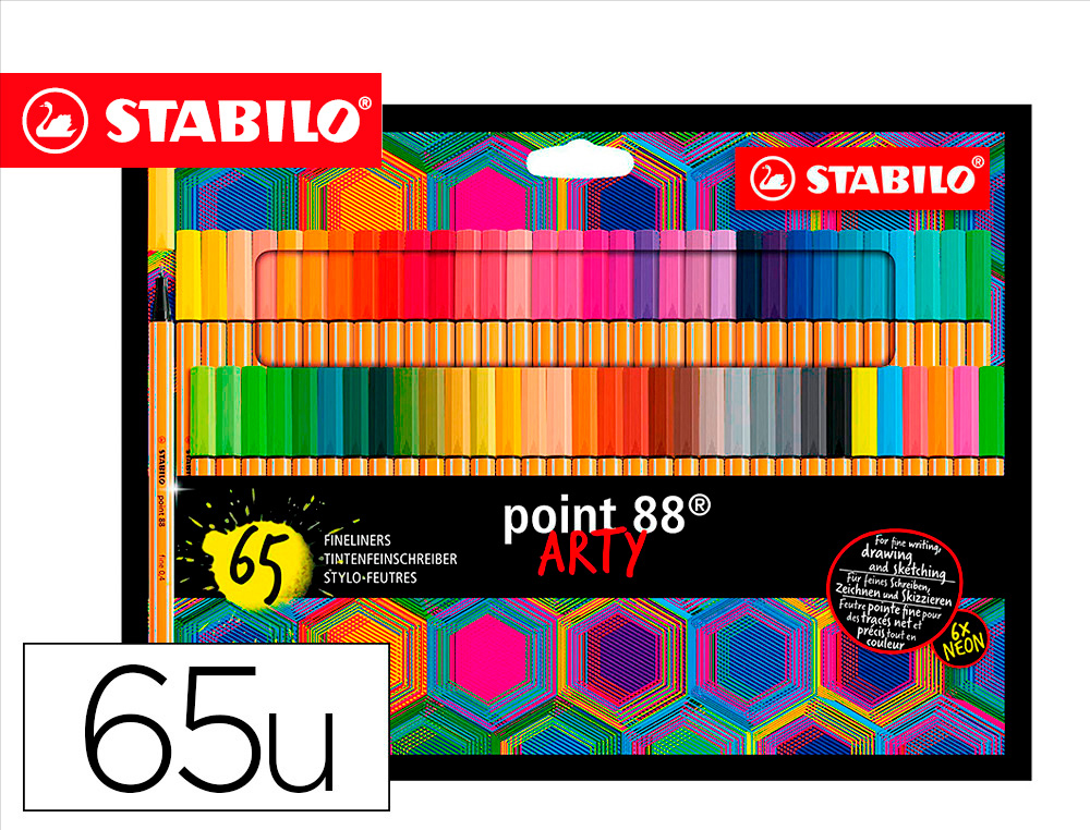 MARCADOR STABILO PONTA DE FIBRA POINT 88 ARTY LINE ESTOJO CARTAO DE 65 UNIDADES CORES SORTIDAS