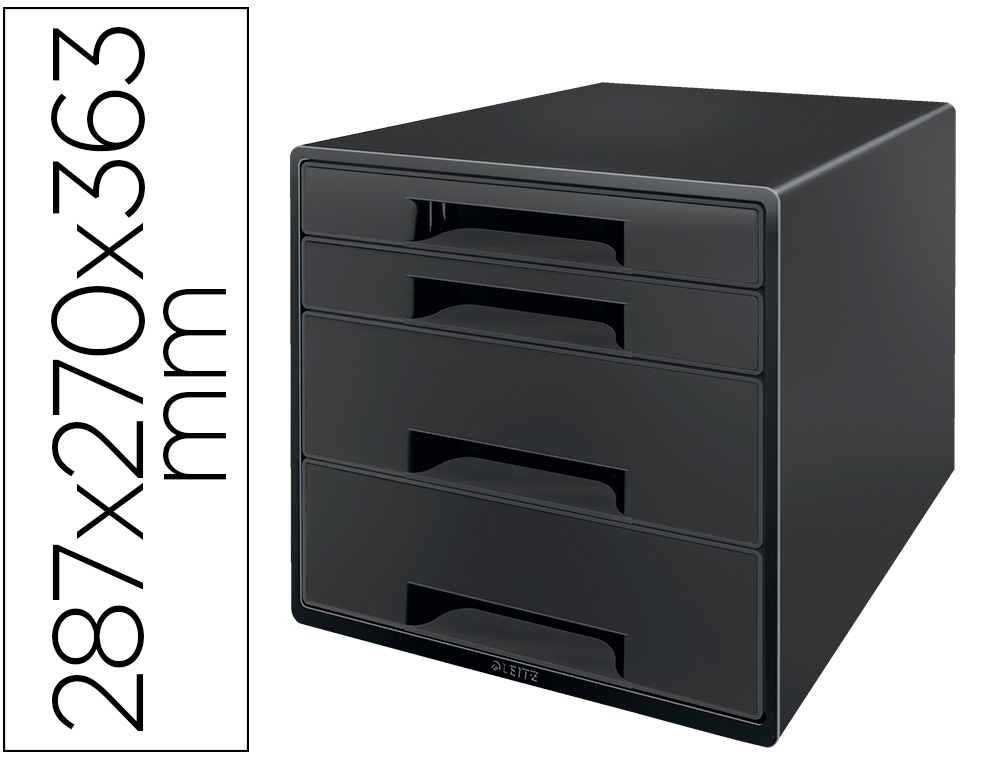 MODULO DE GAVETAS DE SECRETARIA LEITZ RECYCLE 4 GAVETAS COR PRETO 287X270X363 MM