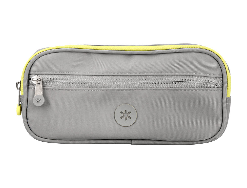ESTOJO ESCOLAR ANTARTIK 3 COMPARTIMENTOS COMPLEMENTO DA MOCHILA COR CINZA 100X60X220 MM