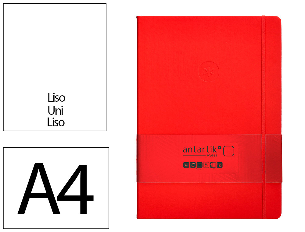 CADERNO COM ELASTICO ANTARTIK NOTES CAPA DURA A4 LISO VERMELHO 100 FOLHAS 80 GR FSC