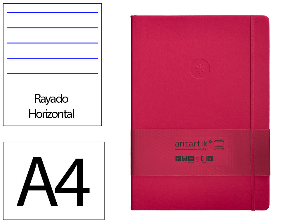 CADERNO COM ELASTICO ANTARTIK NOTES CAPA DURA A4 PAUTADO FUCSIA 100 FOLHAS 80 GR FSC