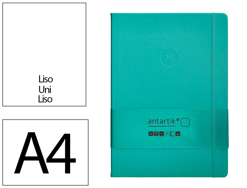 CADERNO COM ELASTICO ANTARTIK NOTES CAPA DURA A4 LISO TURQUESA 100 FOLHAS 80 GR FSC