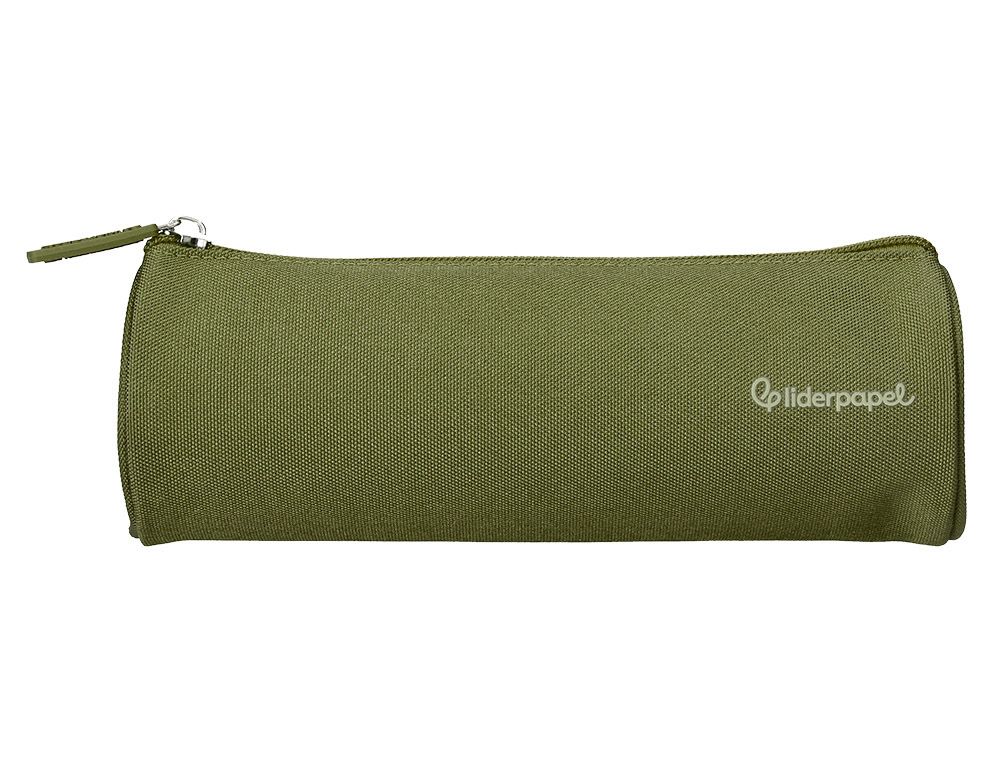 ESTOJO ESCOLAR LIDERPAPEL CLASSIC CILINDRICO LARGO 210X70 MM VERDE MILITAR