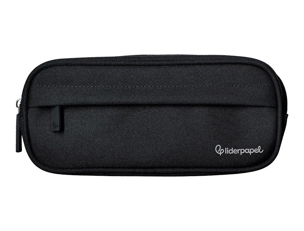 ESTOJO ESCOLAR LIDERPAPEL CLASSIC OVALADO 2 FECHOS COM BOLSO FRONTAL 210X90 MM PRETO