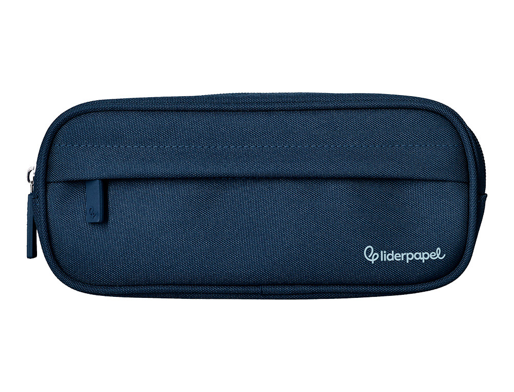 ESTOJO ESCOLAR LIDERPAPEL CLASSIC OVALADO 2 FECHOS COM BOLSO FRONTAL 210X90 MM AZUL MARINHO