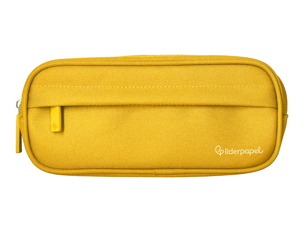 ESTOJO ESCOLAR LIDERPAPEL CLASSIC OVALADO 2 FECHOS COM BOLSO FRONTAL 210X90 MM AMARELO