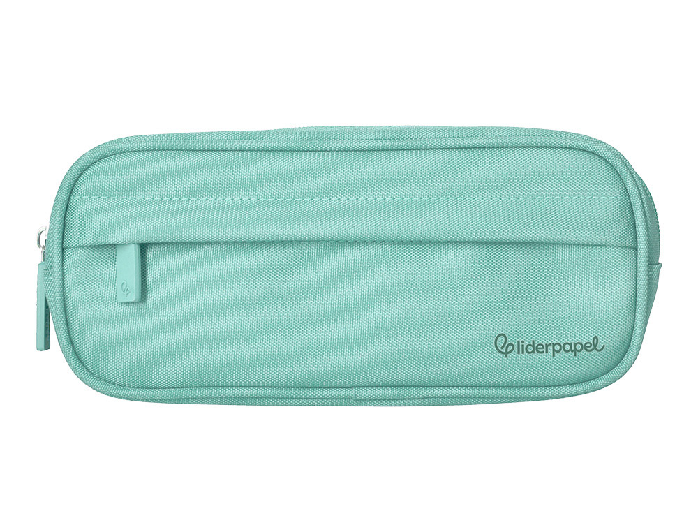 ESTOJO ESCOLAR LIDERPAPEL CLASSIC OVALADO 2 FECHOS COM BOLSO FRONTAL 210X90 MM VERDE MACA