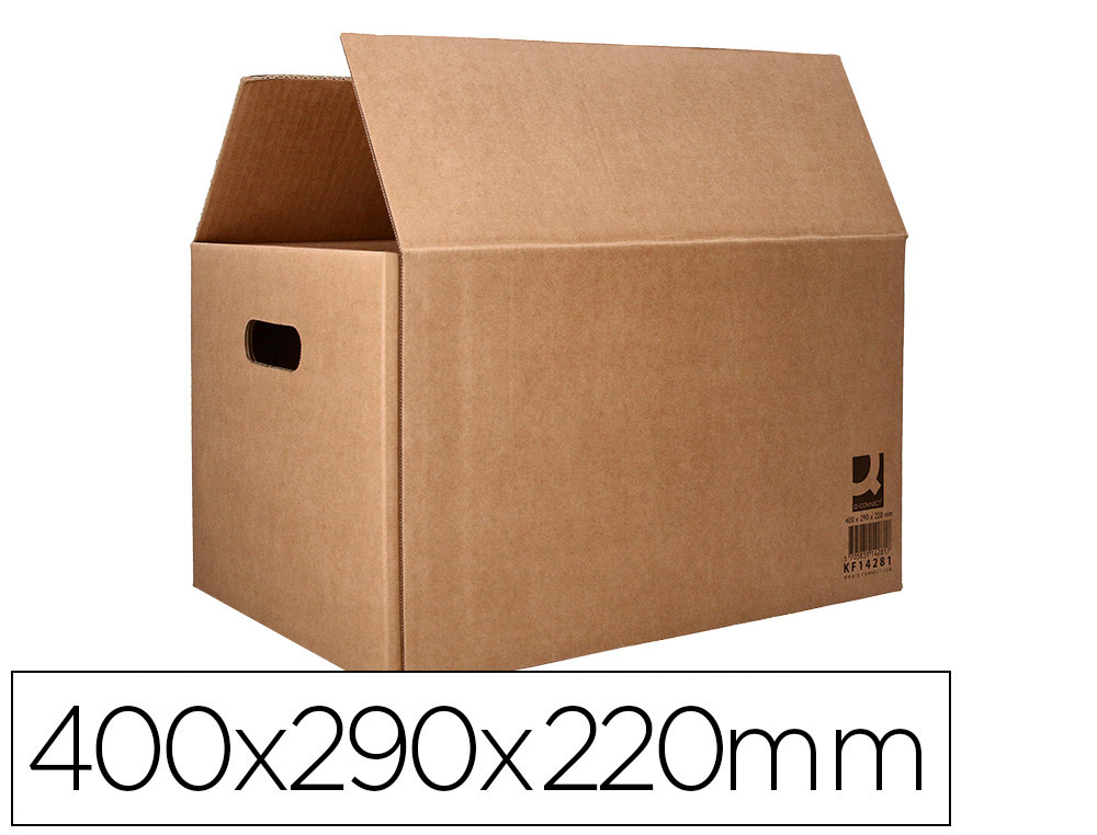 CAIXA PARA EMBALAR Q-CONNECT AMERICANA COM ASAS CARTAO CANAL SIMPLES 5 MM COR KRAFT 400X290X220 MM