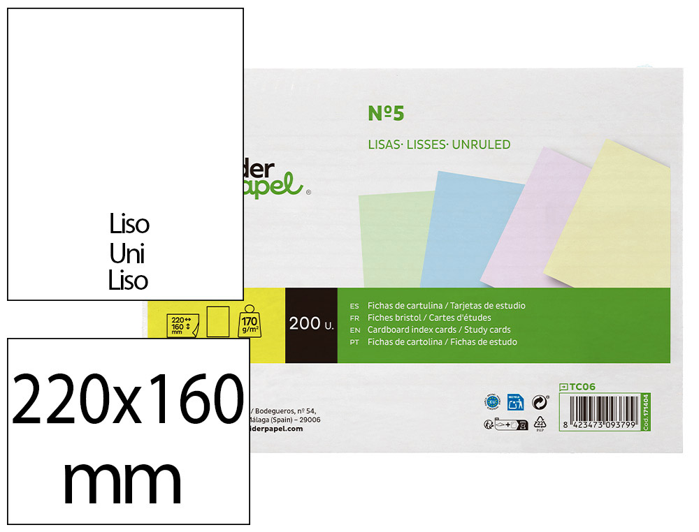 CARTAO LIDERPAPEL PARA ESTUDAR LISO CARTOLINA DE CORES 180 GR 160X220MM EMBALAGEM DE 200 UNIDADES