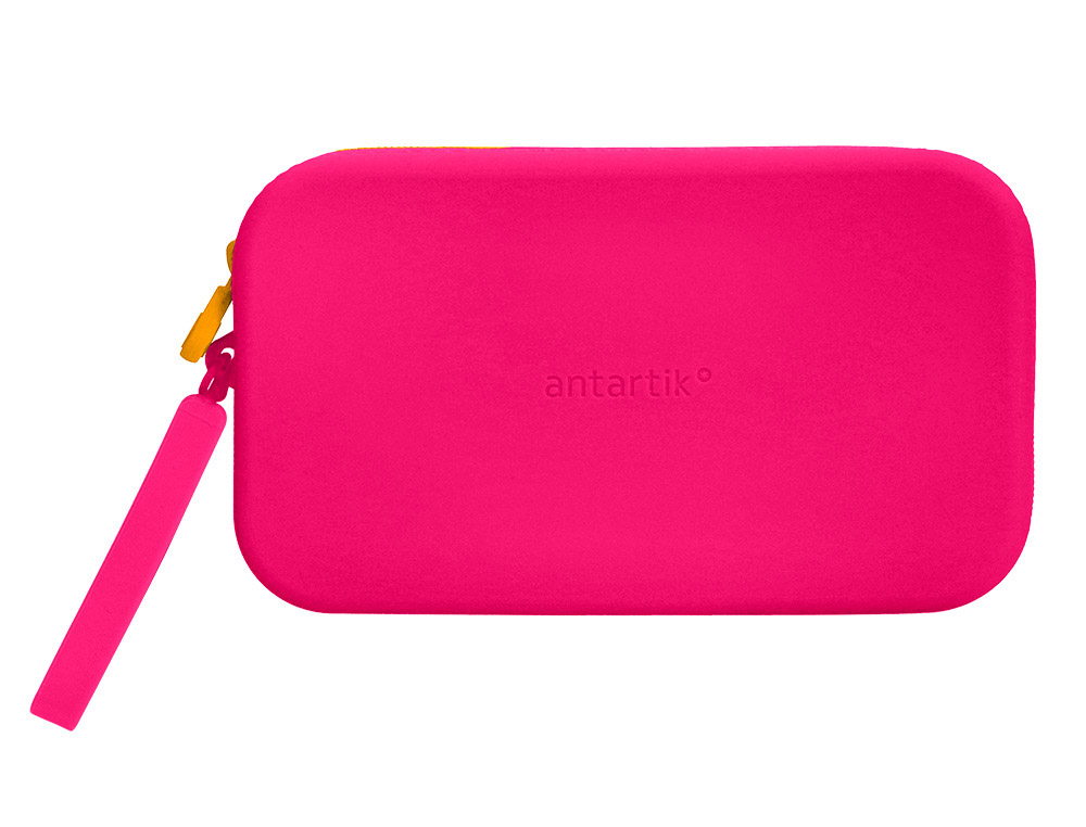 ESTOJO ESCOLAR ANTARTIK TROPICAL DIVE SILICONE SOFT RETANGULAR 190X120X25 MM ROSA FUCSIA