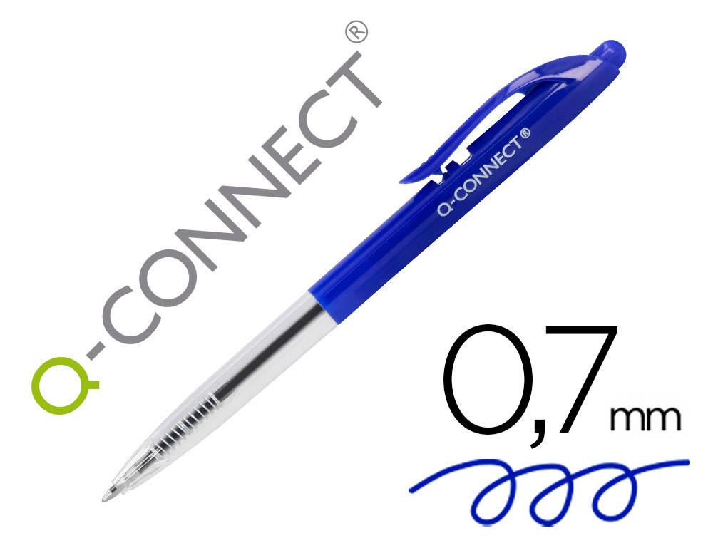 ESFEROGRAFICA Q-CONNECT RETRATIL COM CLIP DESENHO FINO TINTA OLEO 0,7 MM COR AZUL