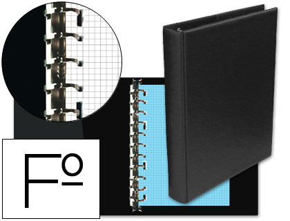 PASTA MULTIFIN ALFA 3005-G 16 ANEIS 40 MM PLASTICO FOLIO PRETO