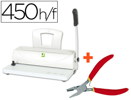ENCADERNADORA Q-CONNECT PARA ESPIRAL METALICA PERFURA 10 FOLHAS FORMATO DIN A4 ENCADERNA ATE 450 FOLHAS PASSO 5:1