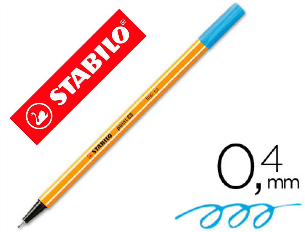MARCADOR STABILO PONTA DE FIBRA POINT 88 AZUL CELESTE 0,4 MM