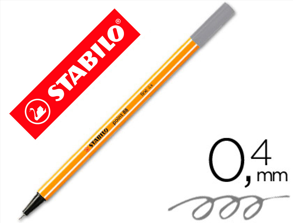 MARCADOR STABILO PONTA DE FIBRA POINT 88 CINZA ESCURO 0,4 MM