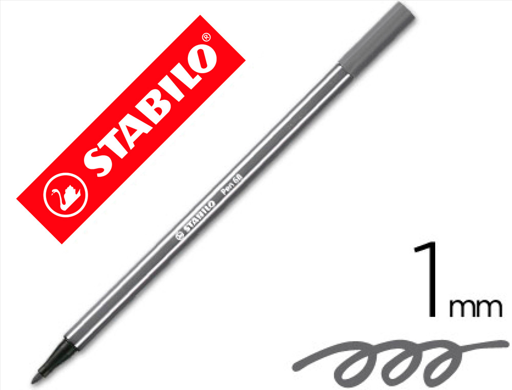 MARCADOR STABILO AGUARELAVEL PEN 68 CINZA AZULADO MEDIO 1 MM