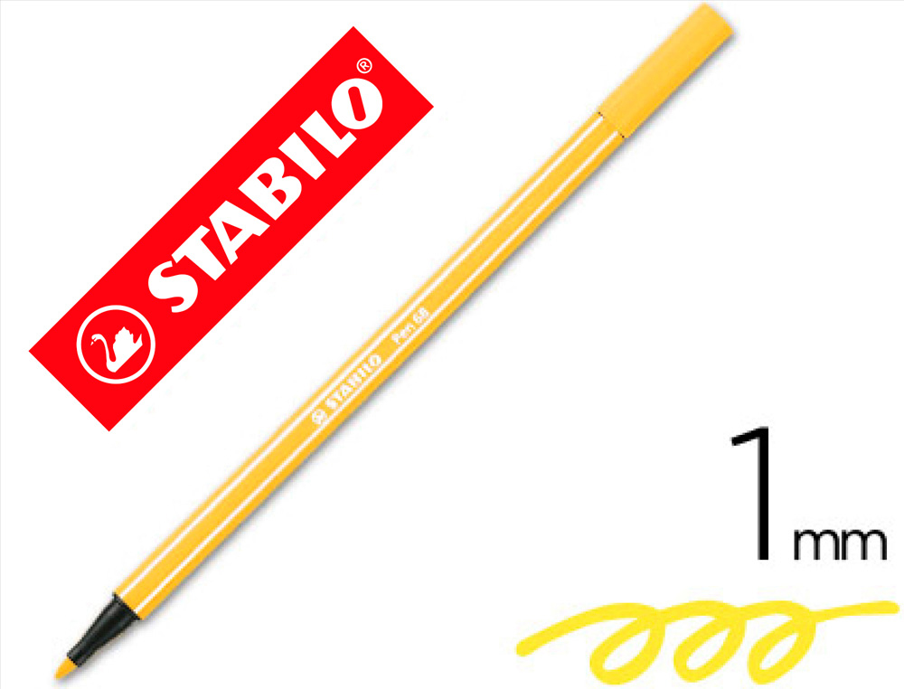 MARCADOR STABILO AGUARELAVEL PEN 68 AMARELO 1 MM