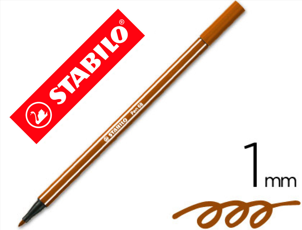 MARCADOR STABILO AGUARELAVEL PEN 68 CASTANHO 1 MM