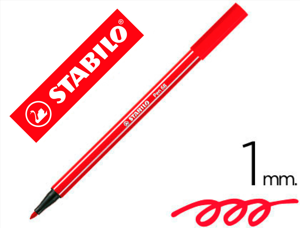 MARCADOR STABILO AGUARELAVEL PEN 68 VERMELHO CARMIM 1 MM