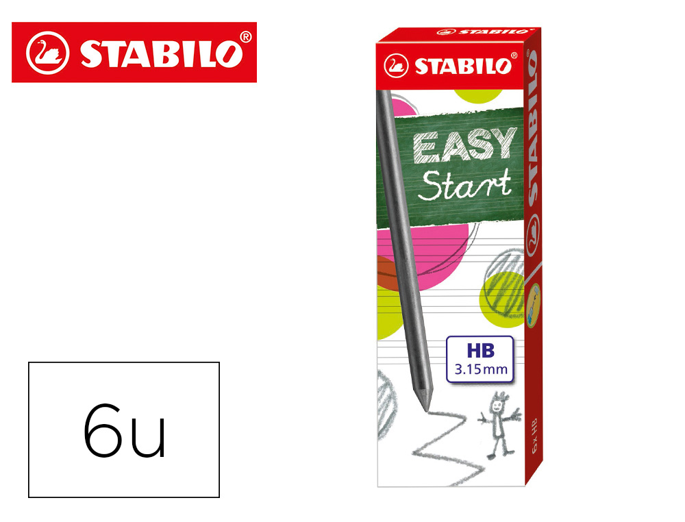 MINAS STABILO EASY ERGO GRAFITE HB DE 3,15 MM -CAIXA DE 6 MINAS